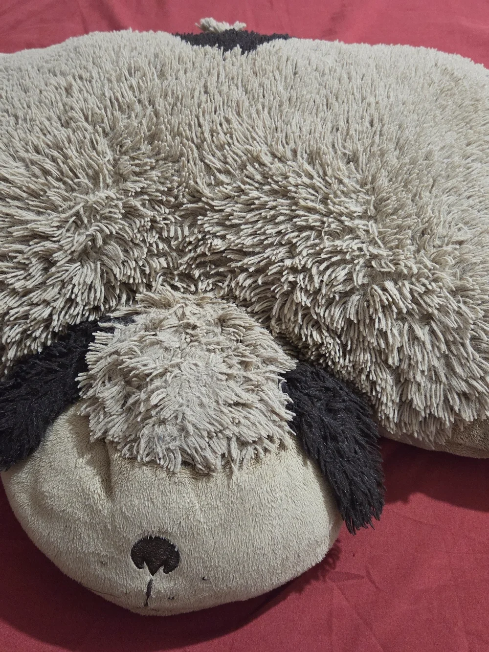 Plush Beige Dog-Shaped Pet Pillow